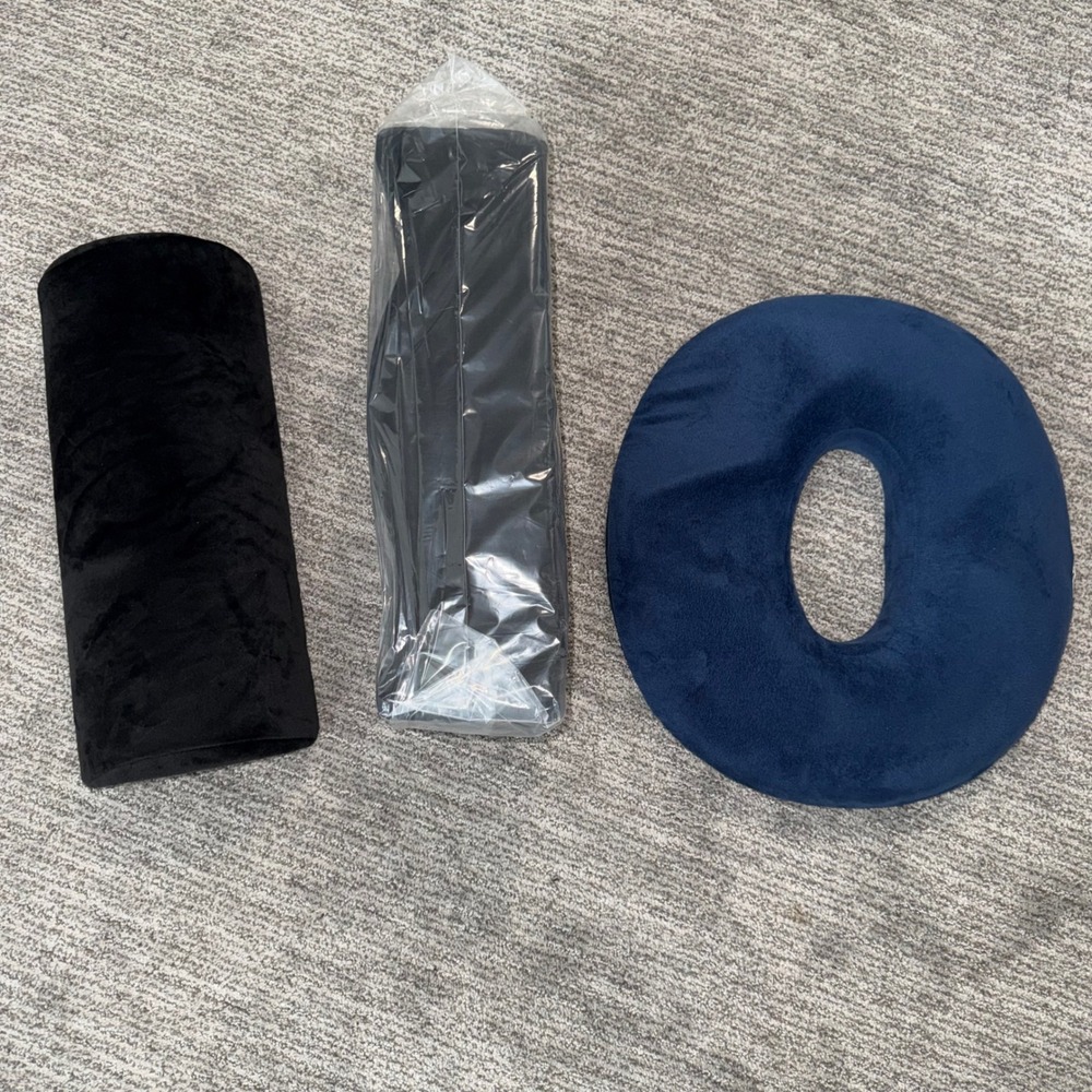 BBL Lipo PostOp 3pc Ergonomic Memory Foam Cushion‎ Set Donut Seat Lumbar Support